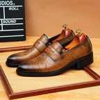 Men's Carved Tassel Pointed Toe Leather Loafers