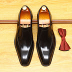 Men's Burnished Patent Leather Pointed Toe Loafers