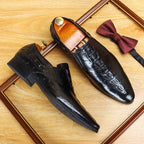 Men's Crocodile Embossed Pointed Toe Dress Loafers