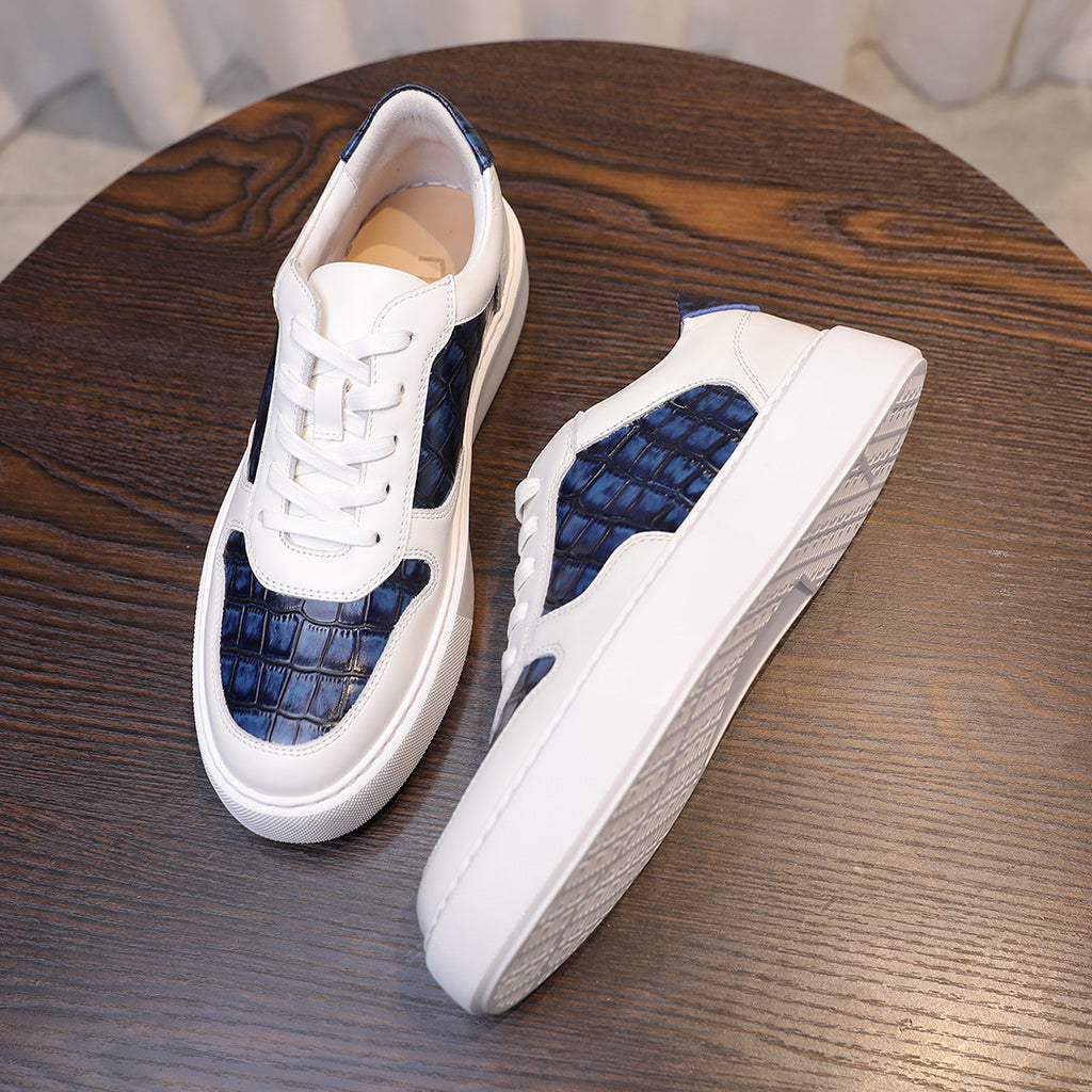 Men's Premium Crocodile Embossed Leather GAT Sneakers