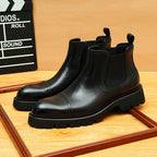 Men's Cap Toe Lug Sole Leather Chelsea Boots - Slip-On