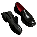 Men's Minimalist Square Toe Thick Sole Leather Loafers