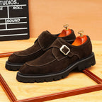 Men's Pointed Toe Suede Single Monk Strap Formal Shoes