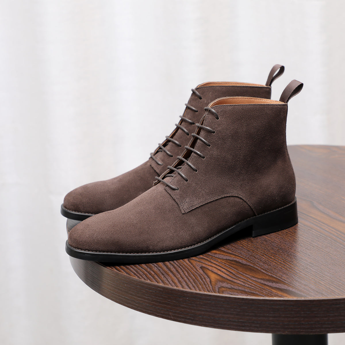 Men's Suede Chisel Plain Toe Lace-Up Ankle Dress Boots