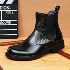 Men's Classic Round Toe Slip-On Leather Chelsea Boots