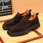 Men's Vintage Suede Broad Square Toe Platform Loafers