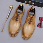 Men's Chunky Lug Sole Plain Chisel Toe Leather Oxfords