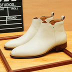 Men's Plain Wingtip Leather Side-Zip Dress Boots