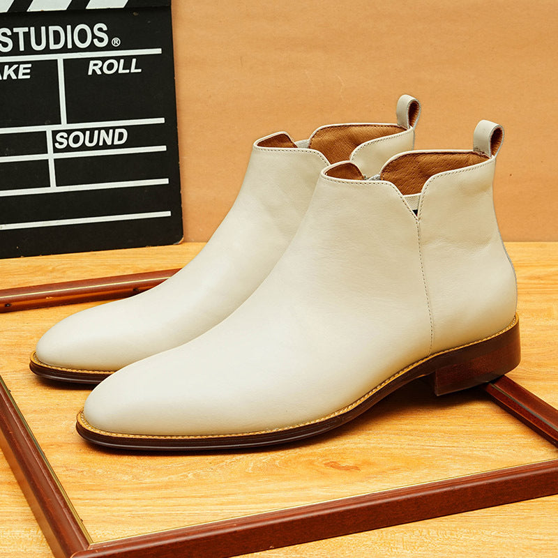 Men's Plain Wingtip Leather Side-Zip Dress Boots