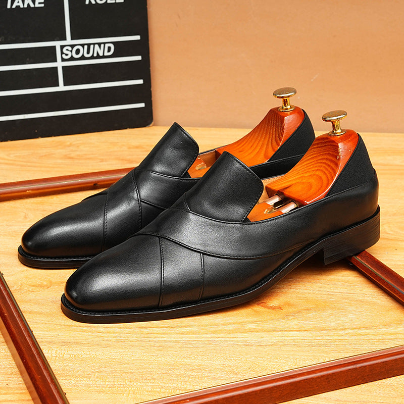 Men's High-Gloss Patchwork Leather Dress Loafers