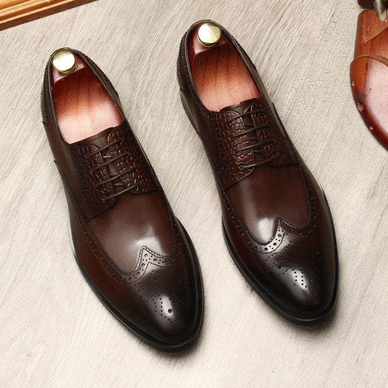 Brogue dress shoes for men Formal Lace-up Derby shoes