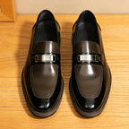 Men's High-Gloss Pointed Toe Leather Business Loafers