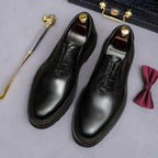 Men's Chunky Lug Sole Plain Chisel Toe Leather Oxfords