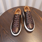 Men's Premium Pebbled Leather Burnished Sneakers