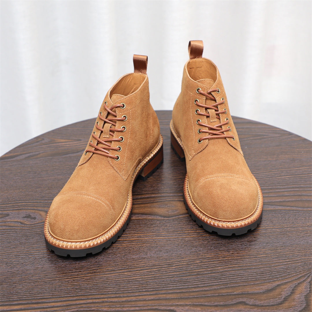 Cap Toe Suede Lug Sole Ankle Boots for Men