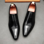 Men's Stitched Cap Toe Pointed Dress Loafers