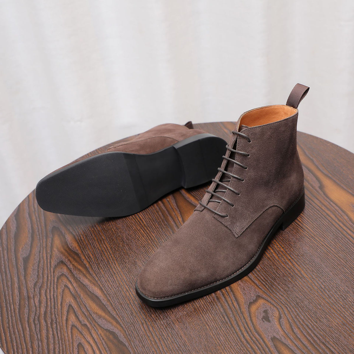 Men's Suede Chisel Plain Toe Lace-Up Ankle Dress Boots