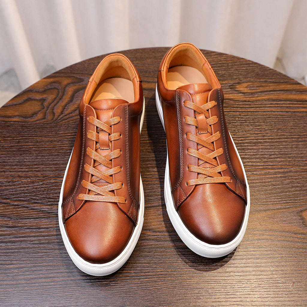 Men's Premium Gradient Patina Leather Sneakers