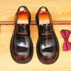 Men's Glossy Round Toe Slip-On Leather Formal Shoes