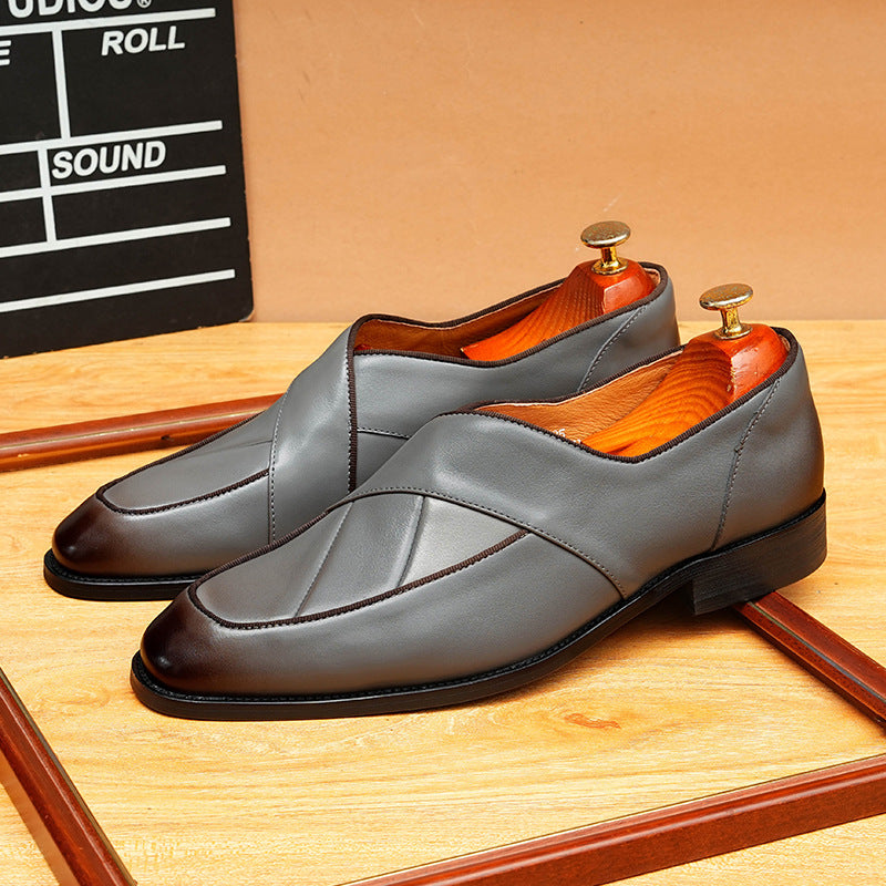 Men's Paneled Slip-On Leather Formal Loafers