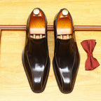 Men's Burnished Patent Leather Pointed Toe Loafers