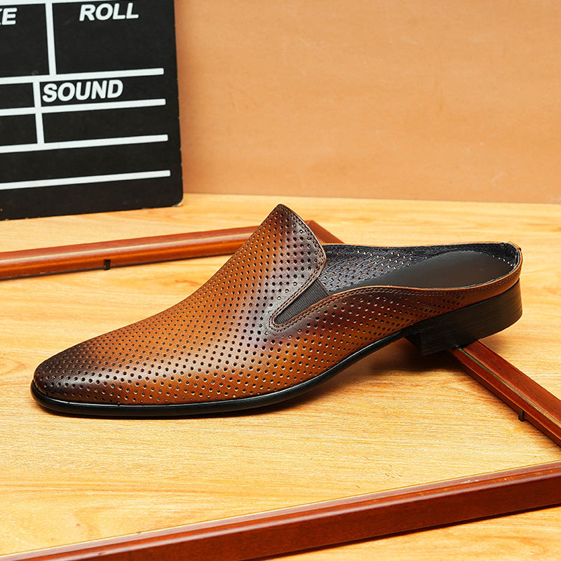 Men's Cutout Leather Closed-Toe Mule Loafers