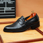 Men's Carved Tassel Pointed Toe Leather Loafers