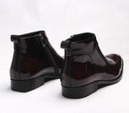 Men's leather side-zip boots with thick sole, black finish