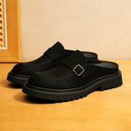 Men's Burnished Leather Closed-Toe Casual Mule Loafers