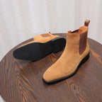 Men's Suede Chisel Plain Toe Elastic Chelsea Dress Boots