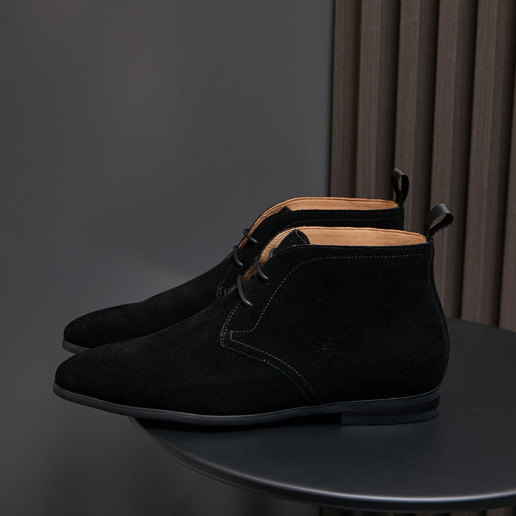 Men's Suede Chisel Plain Toe Lace-Up Chukka Dress Boots