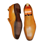 Men's Perforated Dot Pattern Leather Loafers