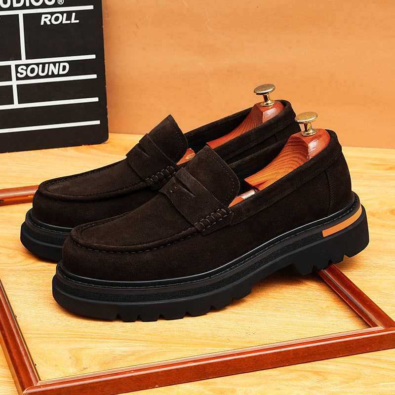 Men's Suede Chunky Sole Slip-On Formal Loafers
