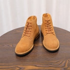 Men's Suede Plain Toe Back-Zip Lace-Up Ankle Dress Boots