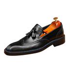Men's Classic Brogue Tassel Square Toe Leather Loafers