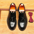Men's High-Gloss Tassel Platform Leather Loafers
