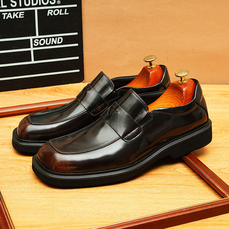 Men's Patent Leather Square Toe Slip-On Loafers