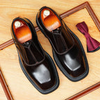 Men's Vintage Square Toe Platform Dress Loafers