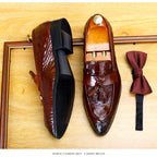 Men's Croc Embossed Tassel Leather Loafers