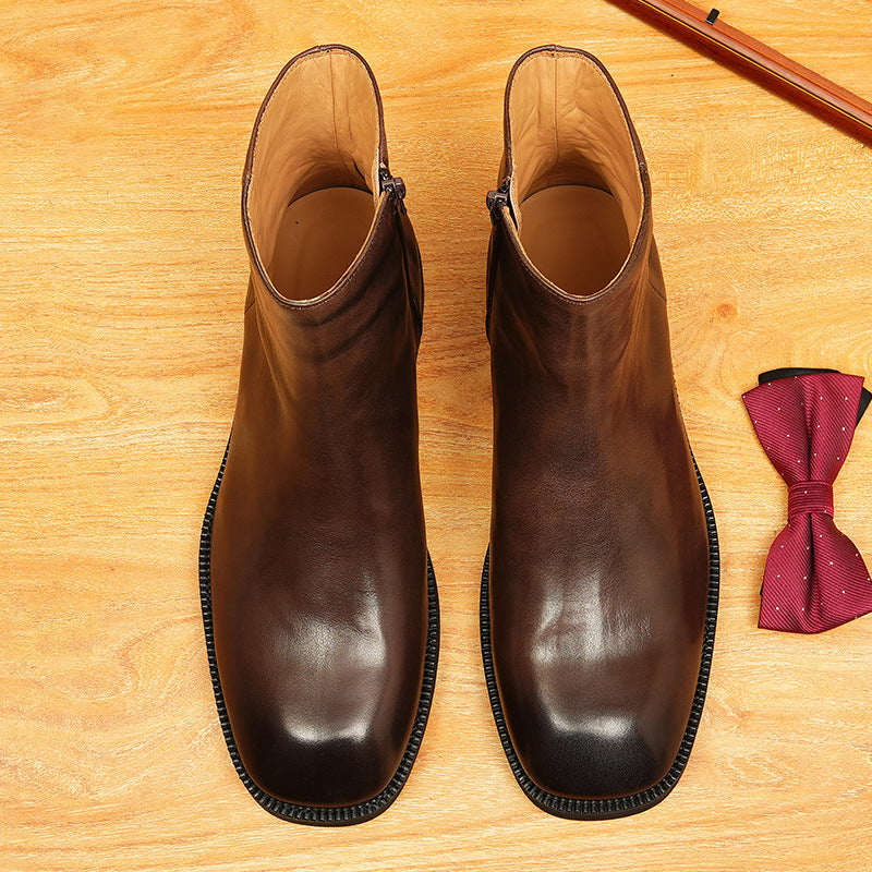 Men's Classic Genuine Leather Side-Zip Dress Boots