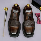 Men's Chunky Lug Sole Cap Toe Haircalf Leather Derbies