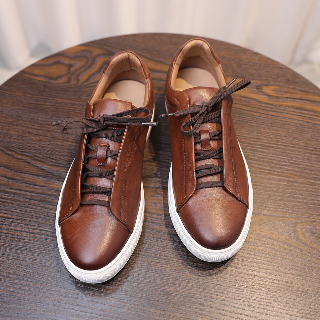 Men's Premium Seamless Patina Leather Sneakers