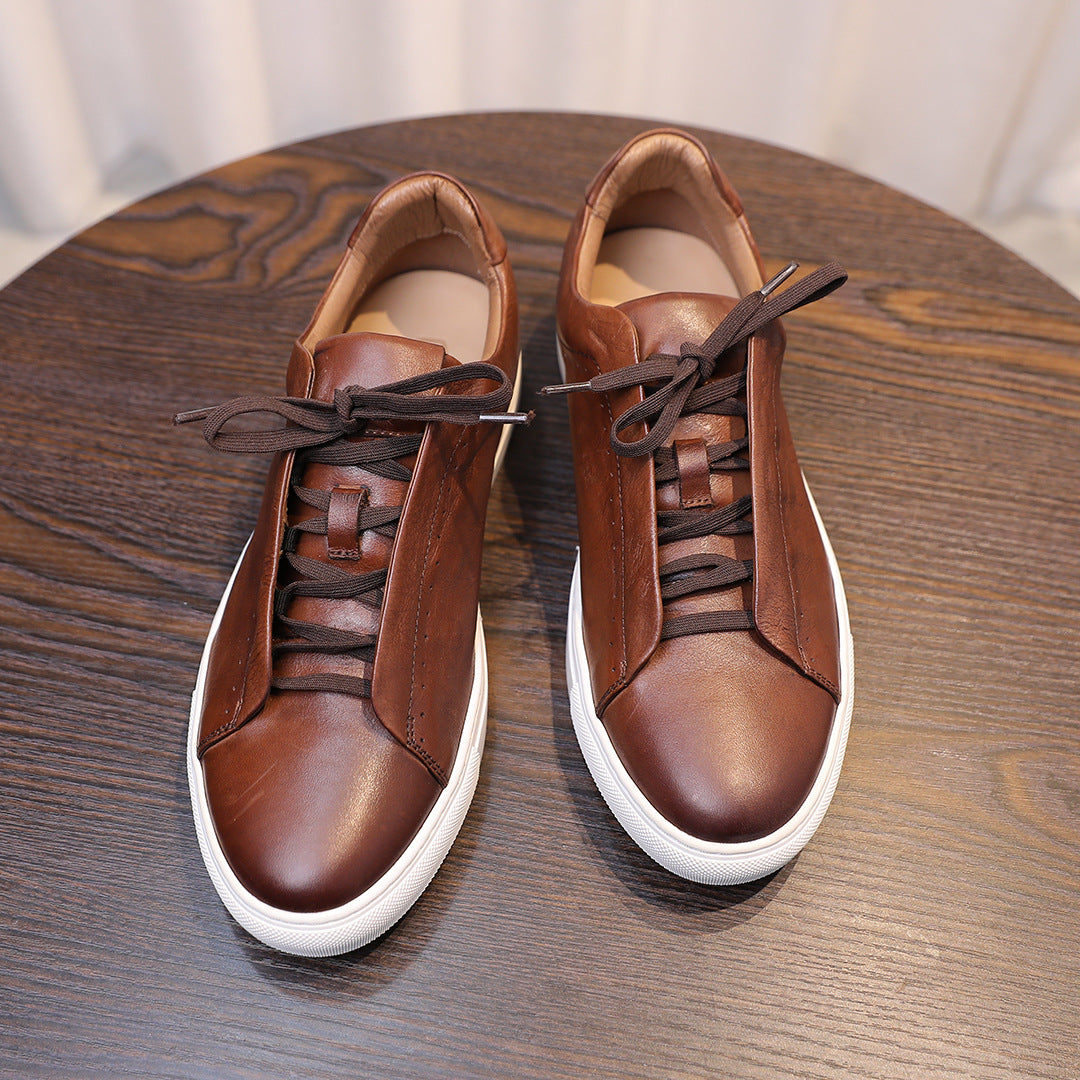 Men's Premium Seamless Patina Leather Sneakers