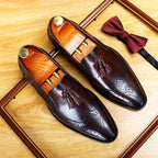 Men's Classic Leather Brogue Tassel Loafers