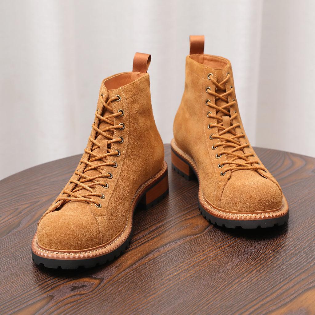 Lace-to-Toe Suede Lug Sole Boots for Men