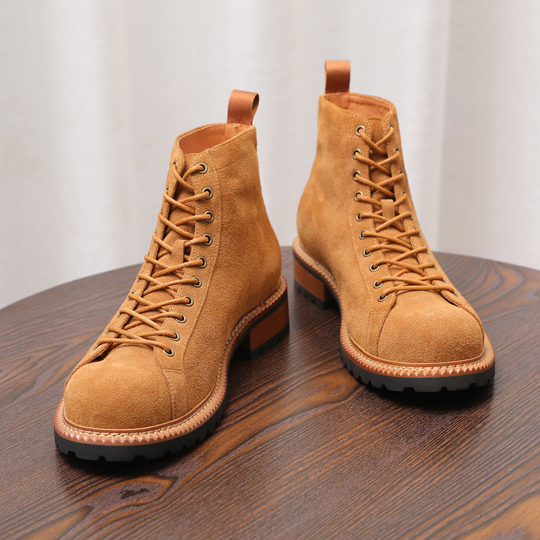 Lace-to-Toe Suede Lug Sole Boots for Men
