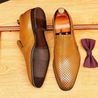 Men's Perforated Dot Pattern Leather Loafers