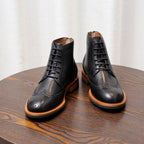 Wingtip Brogue Leather Derby Ankle Boots for Men