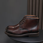 Plain Toe Leather Derby Ankle Boots for Men