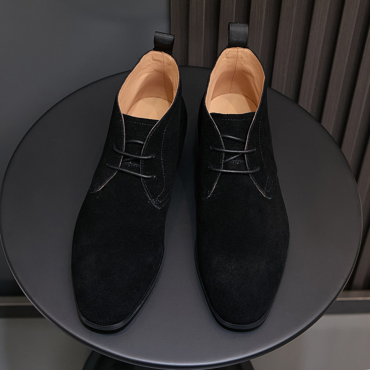 Men's Suede Chisel Plain Toe Lace-Up Chukka Dress Boots